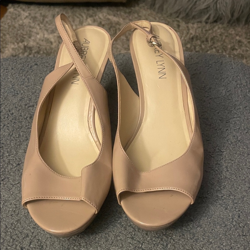 Aubrey Lynn Nude Peep Toe Slingback Heels